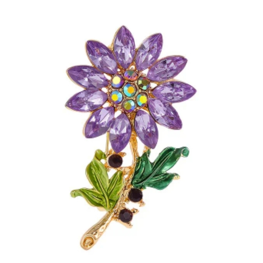 🆕️ 🪻 PURPLE RHINESTONE FLOWER BROOCH PIN🪻